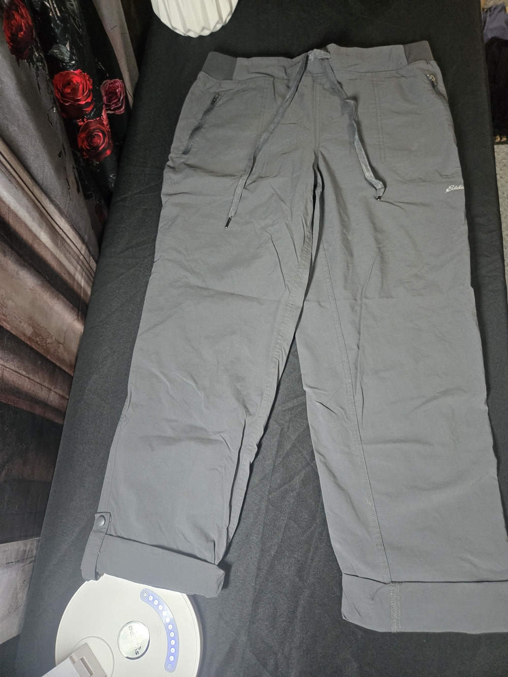 Eddie Bauer Gray Drawstring Cropped Pants